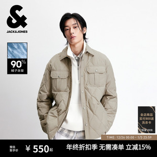 风经典 杰克琼斯男装 百搭羽绒服工装 新款 菱格纹日常休闲外套 冬季
