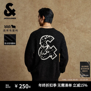 新款 2025年秋季 杰克琼斯男装 宽松彩点纱毛衣LOGO针织衫 7%羊毛