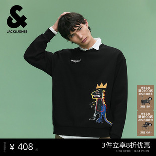 新款 春季 杰克琼斯男装 趣味图案刺绣休闲宽松圆领卫衣 BSQ联名