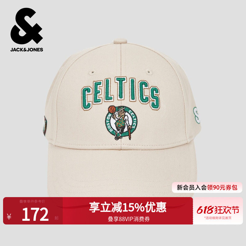 【NBA联名凯尔特人队】杰克琼斯春季新款运动字母刺绣帽子棒球帽