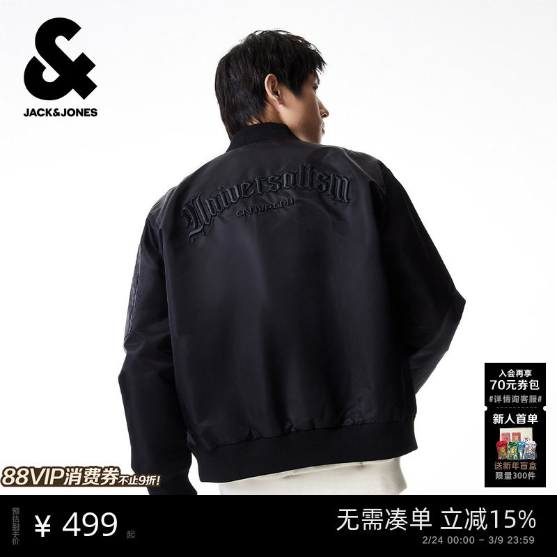 杰克琼斯男装士飞行员夹克25年休闲复古棒球服外套短款上衣服秋季