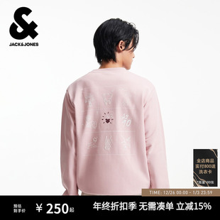 杰克琼斯男装 趣味涂鸦潮流潮上衣 男生秋冬纯棉圆领卫衣2025年新款
