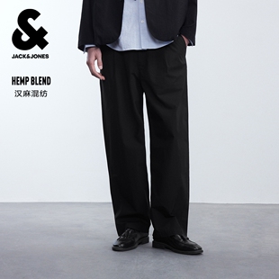 汉麻混纺 长裤 杰克琼斯男装 休闲裤 子日常百搭纯色直筒宽松 夏季
