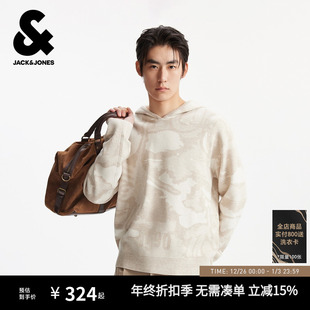 毛衣迷彩时尚 略宽松连帽毛针织衫 潮流百搭舒适 男装 杰克琼斯秋冬季