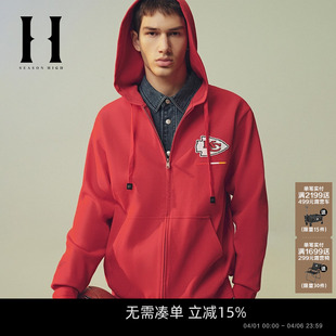 NFL联名堪萨斯城酋长队字母刺绣舒适连帽卫衣男装 HIGH春季 SEASON