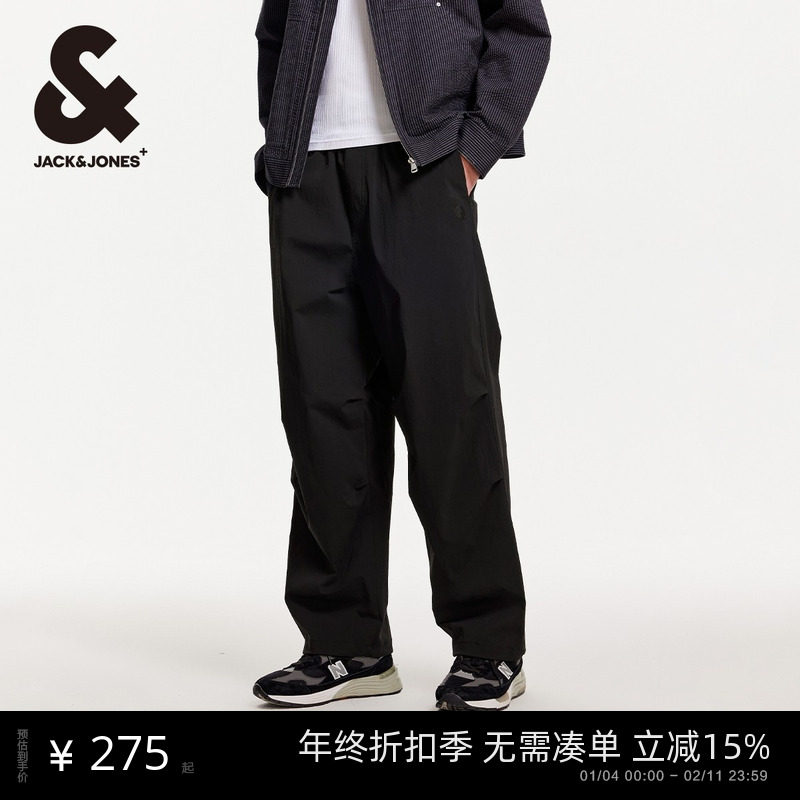 杰克琼斯男装秋季时尚户外褶皱伞兵裤下装休闲裤男士时尚潮长裤子