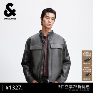 杰克琼斯春季 皮衣常规立领拉链外套保暖舒适百搭休闲潮流感 男装