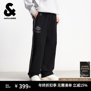新款 杰克琼斯男装 撞色织带卫裤 纯棉刺绣宽松男士 子 裤 NBA联名