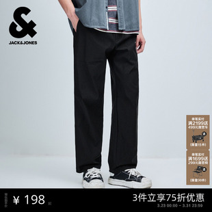 长裤 杰克琼斯男装 休闲裤 弹性透气工作通勤宽松直筒印花男士 子 春季