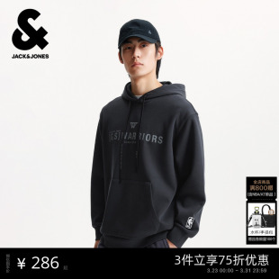 宽松卫衣胶印连帽 2026年潮流落肩袖 杰克琼斯NBA联名男装 卫衣春季