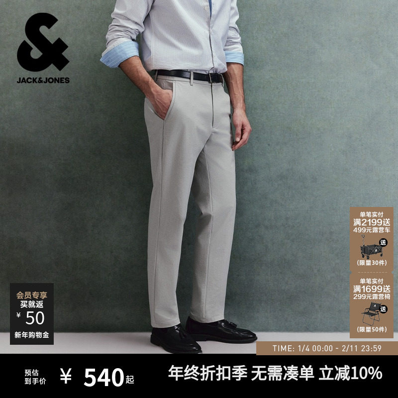 杰克琼斯男装春季休闲裤常规松紧腰头双侧插袋时尚潮流休闲长裤子