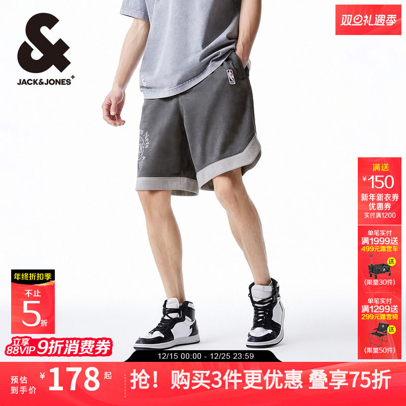 杰克琼斯男装NBA联名布鲁克林篮网队篮球运动宽松短裤子2025年