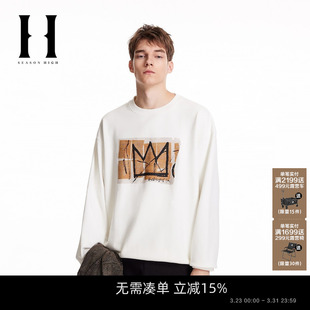 BSQ联名春季 卫衣男装 款 卫衣圆领宽松休闲胶印长袖 男士 SEASONHIGH