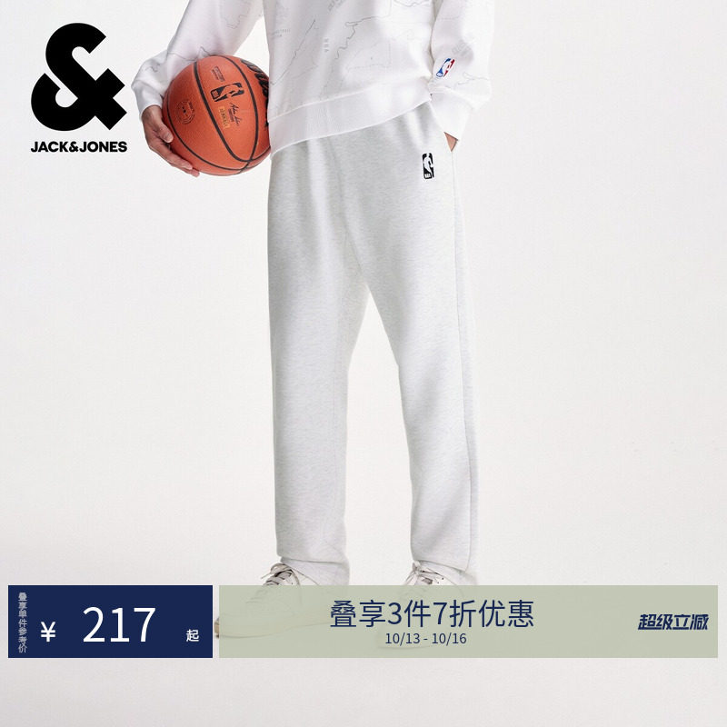 杰克琼斯秋季男装时尚百搭NBA联名卫裤休闲裤长裤裤子常规男款潮