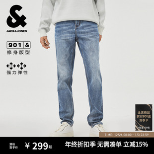 秋季 子男款 修身 男弹力中蓝长裤 猫须水洗牛仔裤 901杰克琼斯男装