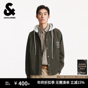 美式 开衫 时尚 杰克琼斯男装 衬衫 新款 休闲百搭oversize连帽长袖 秋季