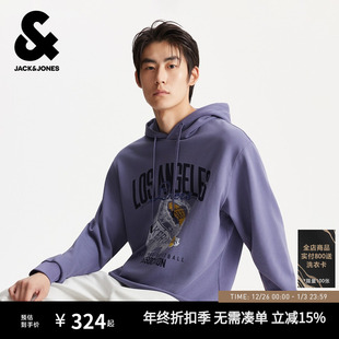 杰克琼斯男装 湖人队秋冬卫衣上衣宽松抽绳可调节225433059