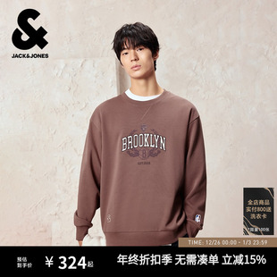 上衣 字母胶印刺绣长袖 杰克琼斯男装 秋冬卫衣NBA联名2025年新款