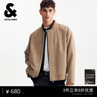 时尚 杰克琼斯2026年春季 夹克宽松棒球领长袖 男装 外套潮上衣 新款