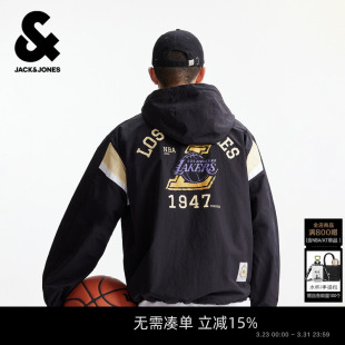 外套26年春新款 杰克琼斯男士 连帽夹克上衣男装 NBA联名湖人队