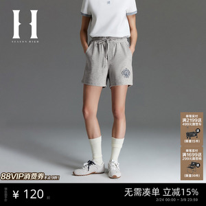 SEASONHIGH x NFL联名酋长队女士春季款短裤松紧腰头刺绣休闲女裤