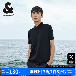 杰出polo 士25夏季 杰克琼斯男装 T恤翻领 速干polo衫 压胶高级短袖