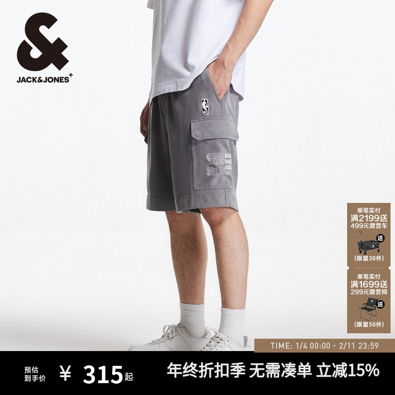 杰克琼斯秋季NBA联名松紧抽绳运动舒适篮球时尚宽松短裤子男装