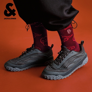 百搭潮流罗纹云纹元 时尚 宝提花满印袜子 中筒袜春季 杰克琼斯男士