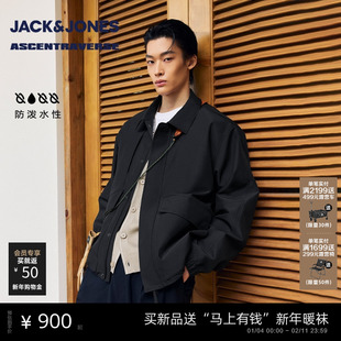 【AT系列】【抗沾湿】杰克琼斯男装春季夹克宽松翻领精致刺绣时尚