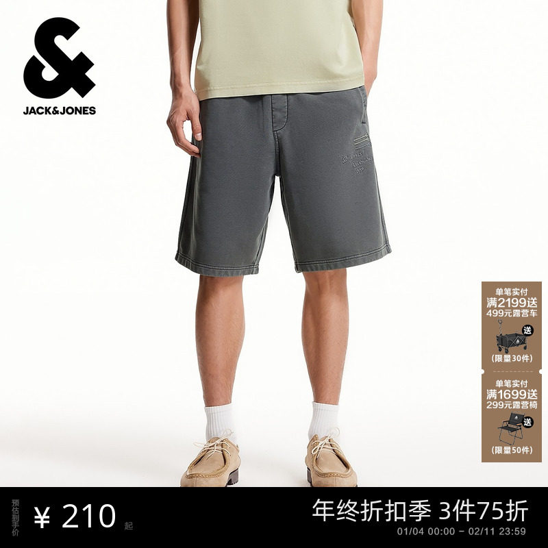 杰克琼斯男装秋季新款短裤百搭字母刺绣贴布宽松休闲纯棉裤子下装,男装,休闲裤,淘宝优惠券,粉丝福利购,淘宝优惠卷