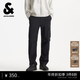 杰克琼斯男装休闲裤宽松版型刺绣设计工装口袋秋季男装长裤子男款