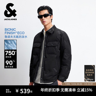男冬季 杰克琼斯颜值轻羽绒衬衫 商务夹克外套男装 防泼水鹅绒服