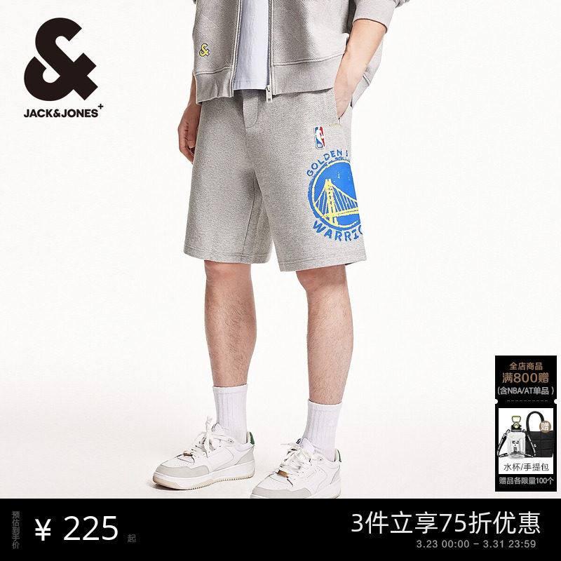 杰克琼斯男装NBA联名款勇士人队篮球肌理潮休闲短裤子2026年春