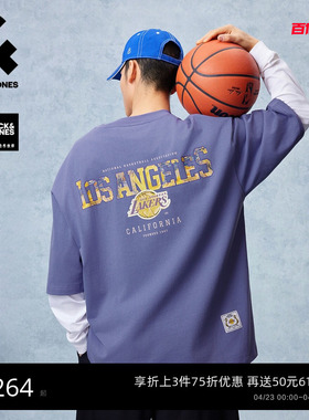 【NBA联名】杰克琼斯男装春夏新款湖人队重磅纯棉短袖T恤宽松打底