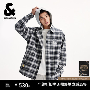 连帽格子衬衫 男装 2253O3001 秋季 杰克琼斯NBA联名款