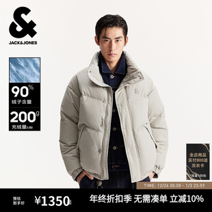 时尚 新款 简约华夫格弹力抽绳高领宽松羽绒服外套 冬季 杰克琼斯男装