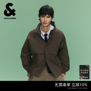 商务休闲通勤百搭双门襟宽松立领夹克外套 新款 杰克琼斯男装 春季