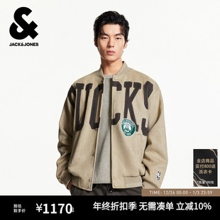 刺绣宽松棒球领上衣 新款 杰克琼斯NBA联名雄鹿队男装 羽绒服冬季