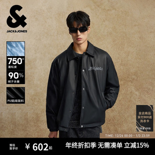 通勤上衣男装 杰克琼斯男生25年冬新款 皮衣羽绒服翻领日常外套美式