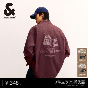 百搭休闲字母刺绣多口袋廓形翻领衬衫 杰克琼斯男装 潮时尚 新款 春季