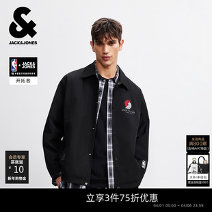 杰克琼斯外套男26年春新款 教练夹克上衣男装 NBA联名开拓者队