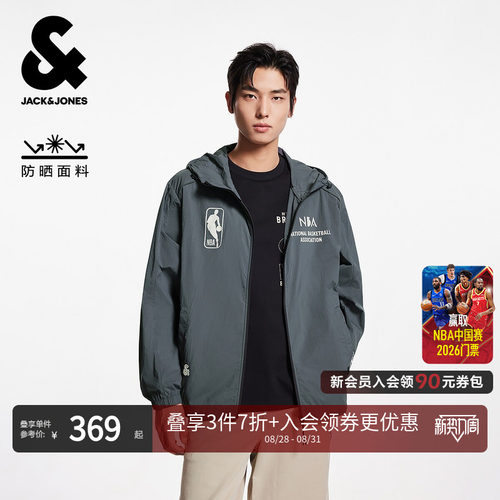 略宽松版型 连帽 拉链门襟 NBA胶印设计