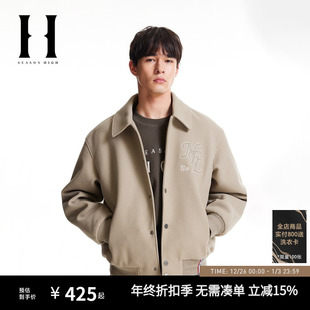 饰舒适时尚 宽松罗纹字母刺绣装 潮流夹克外套 HIGH秋冬新款 SEASON