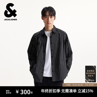 日常百搭黑白中性简约长袖 杰克琼斯男装 2025年新款 衬衫 上衣 秋季