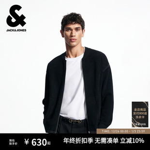舒适 百搭休闲男装 杰克琼斯秋冬略宽松拉链门襟外套毛针织衫 时尚