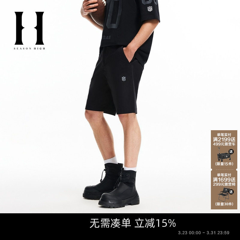 SEASON HIGH春季NFL联名常规休闲短裤男装潮徽章刺绣装