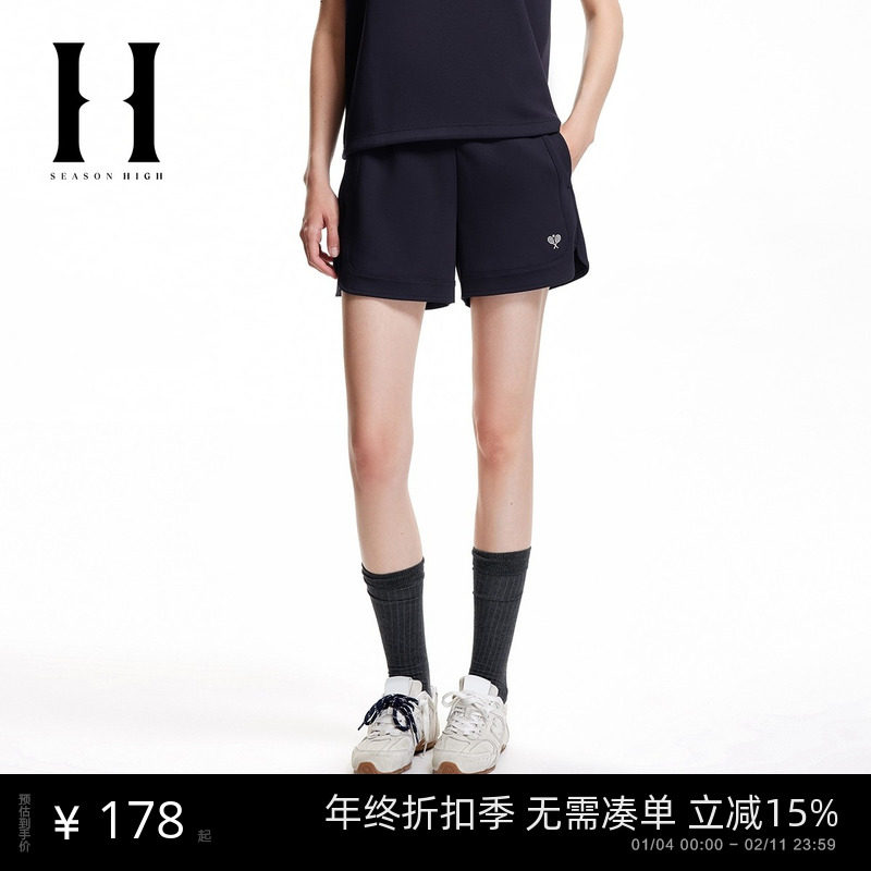 SEASON HIGH女装夏季新款侧边开叉松紧弹力日常百搭休闲短