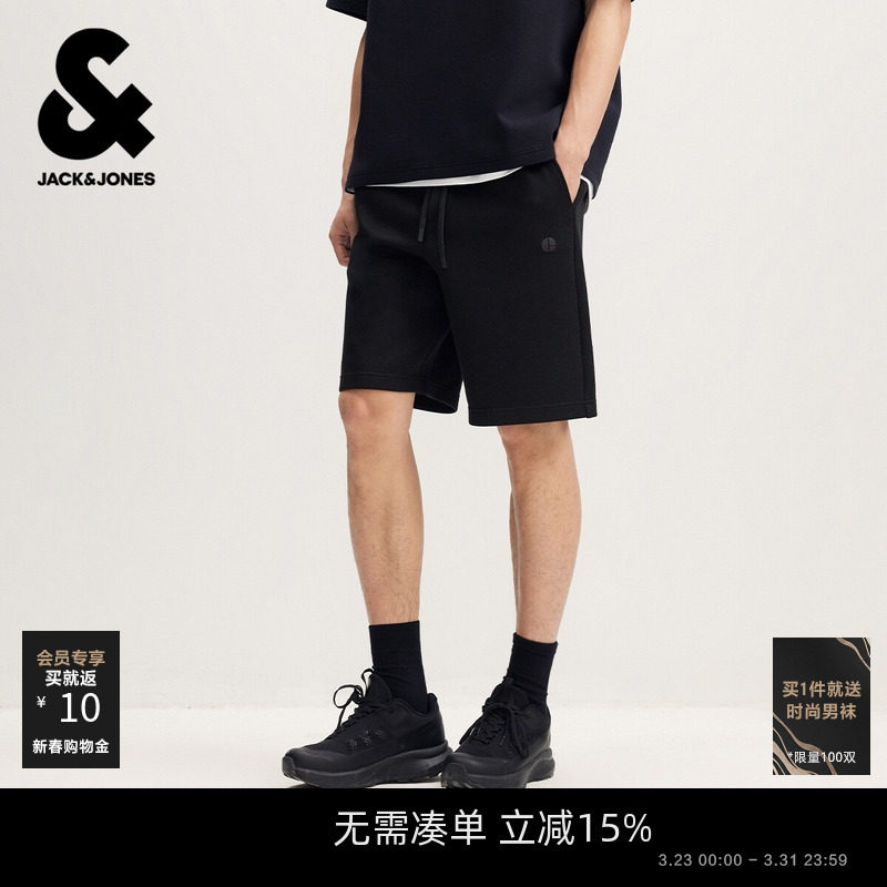 杰克琼斯男装春短裤百搭舒适潮流时尚休闲宽松简约立体LOGO装饰