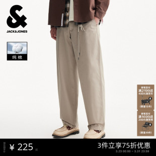 纯棉重磅棉廓形宽松休闲裤 男装 阔腿裤 男士 子 杰克琼斯春季 长裤 新款