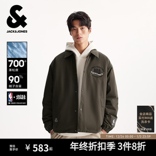 颜值轻羽冬翻领教练夹克外套男装 杰克琼斯NBA联名短款 羽绒服